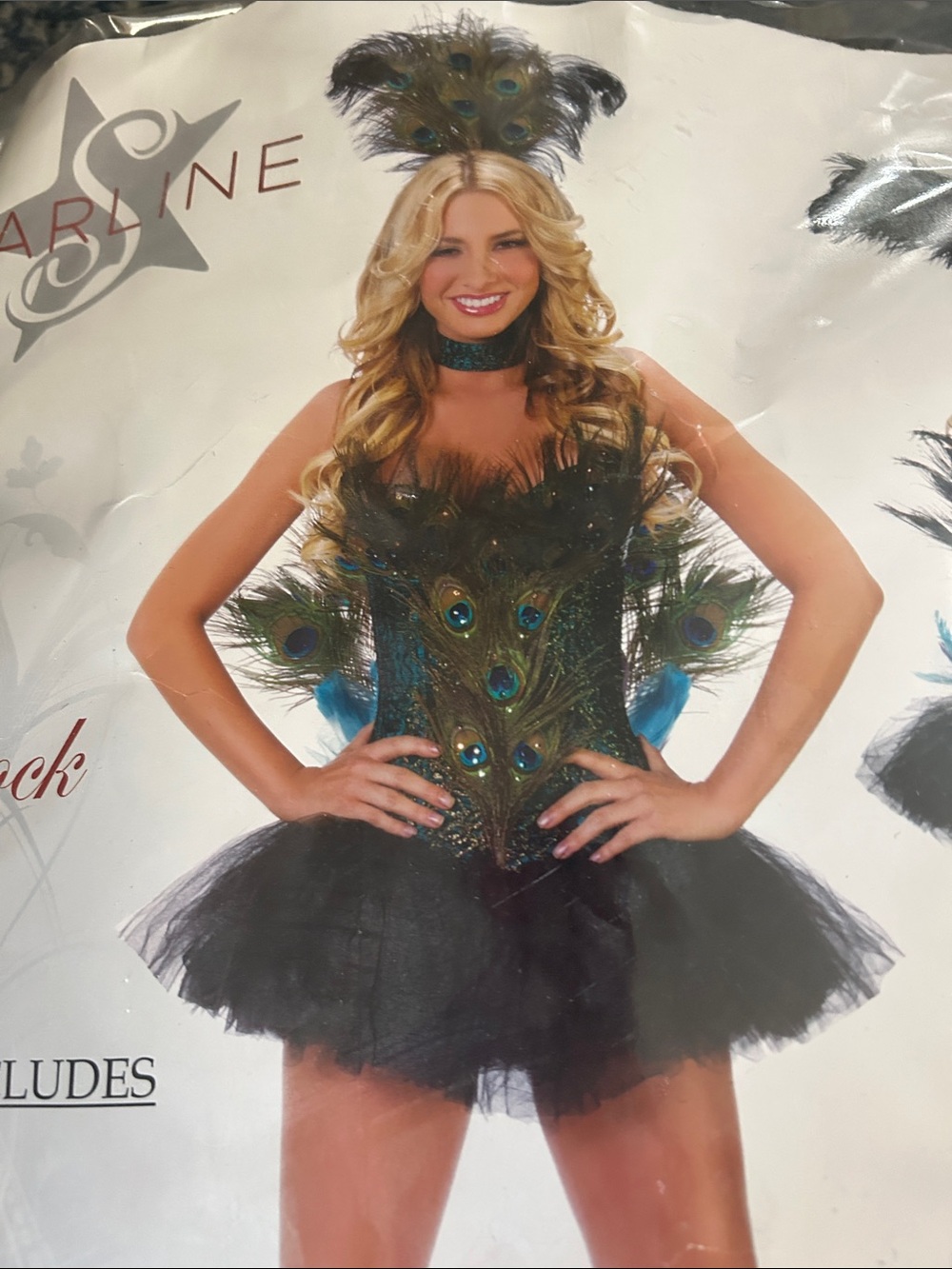 Starline Peacock Feather Bustier Costume - Black and Green
